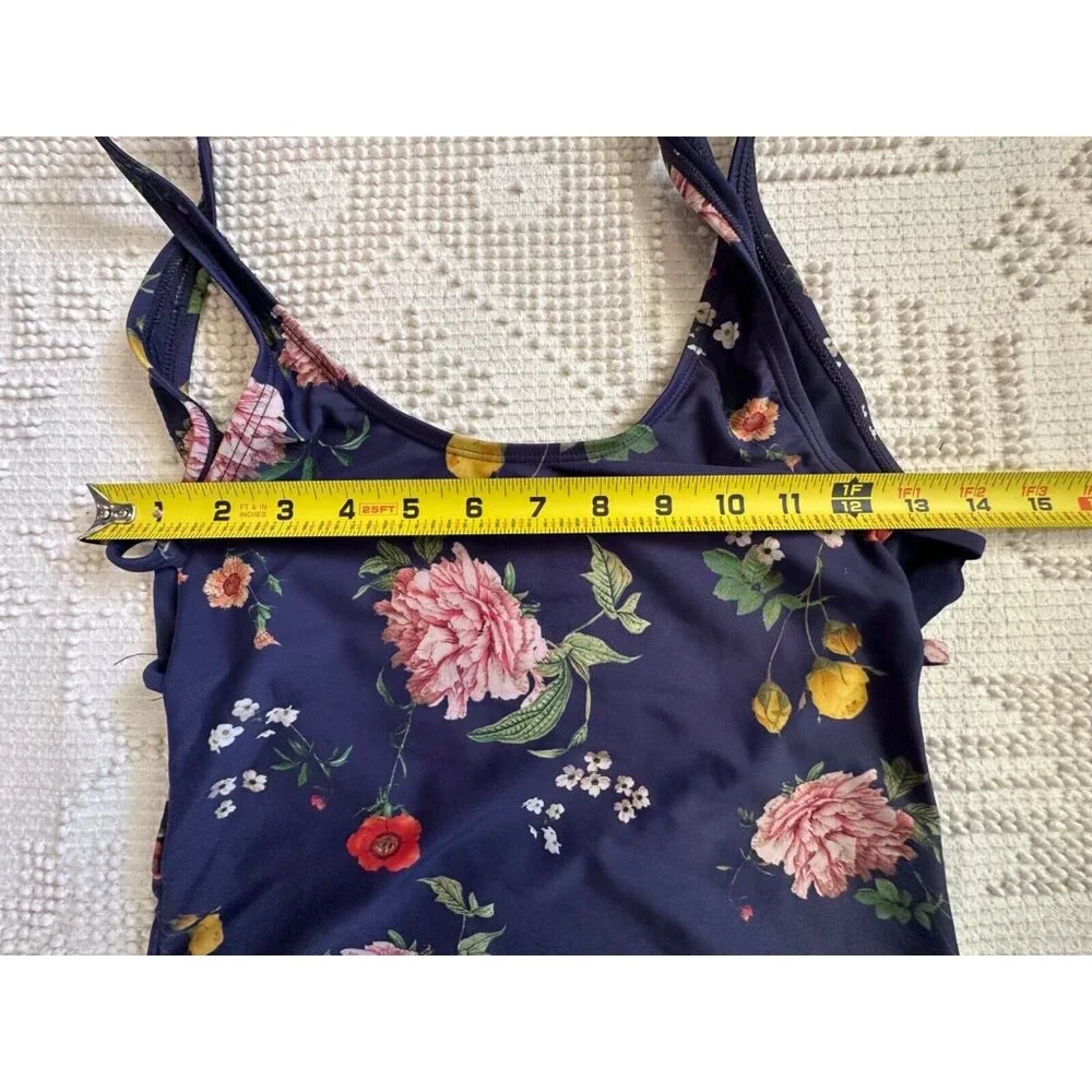 Y.A.S. Womens Swimsuit Sz S One-Piece Navy Floral Modern CottageCore Romantic - Picture 11 of 12